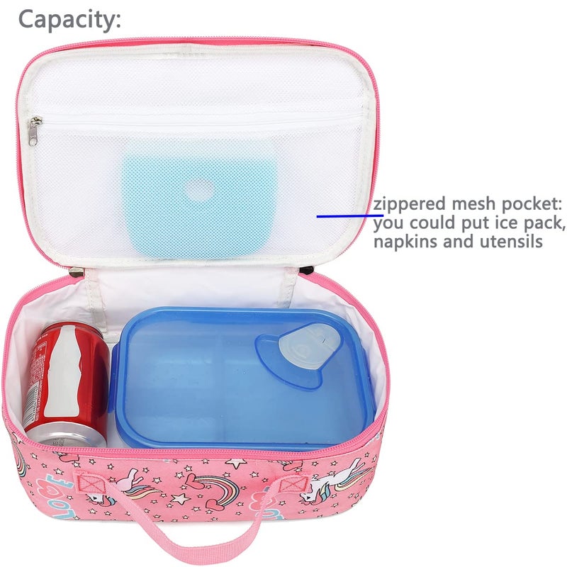 FlowFly Kids Lunch box Insulated Soft Bag Mini Cooler Back to School Thermal Meal Tote Kit for Girls, Boys, Unicorn - Image 5